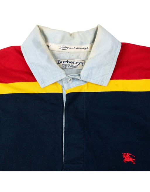 Vintage 90s Burberry Striped Long Sleeve Polo Shirt Size M in Mixed, 3 of 4