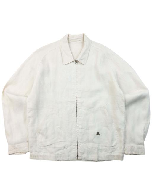 Vintage 90s Burberry Zip Up Linen Jacket Size S