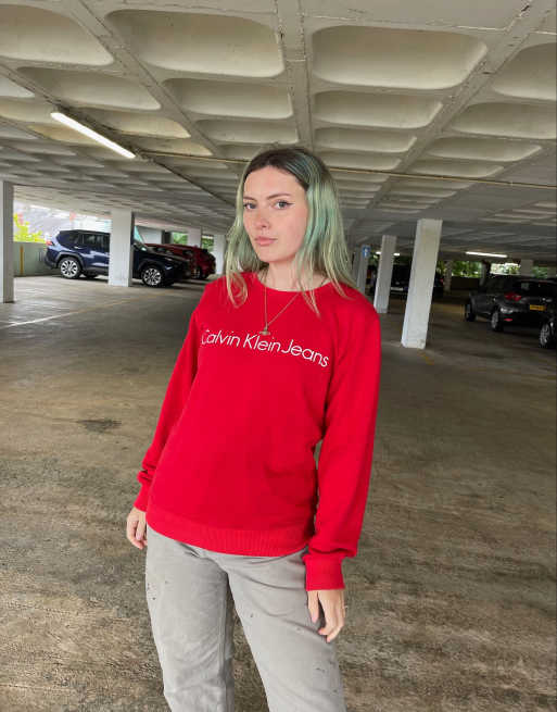 Vintage 90s Calvin Klein Size L Sweatshirt in Red