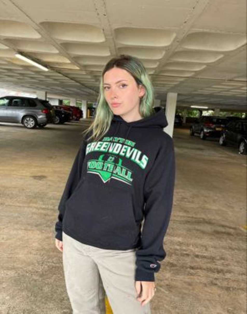 Vintage 90s Champion Size S Dayton Greendevils Hoodie in Black