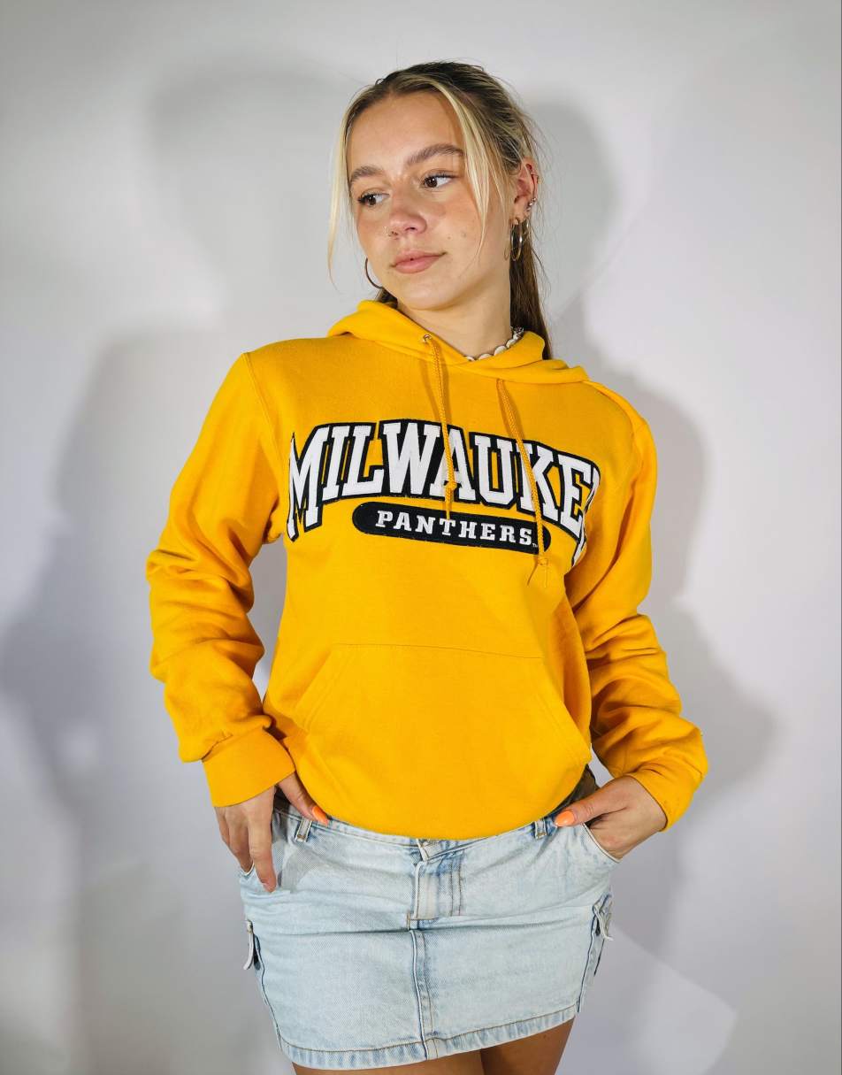Vintage 90s Champion Size S Panthers Hoodie in Yellow