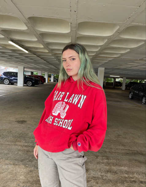 Vintage 90s Champion Size XL USA High School Hoodie in Red - view 1