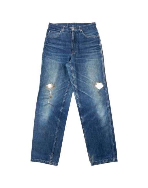 Vintage 90s Comme Des Garçons HOMME Distressed Denim Jeans Size W29 in Blue