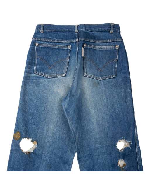 Vintage 90s Comme Des Garçons HOMME Distressed Denim Jeans Size W29 in Blue, 3 of 4