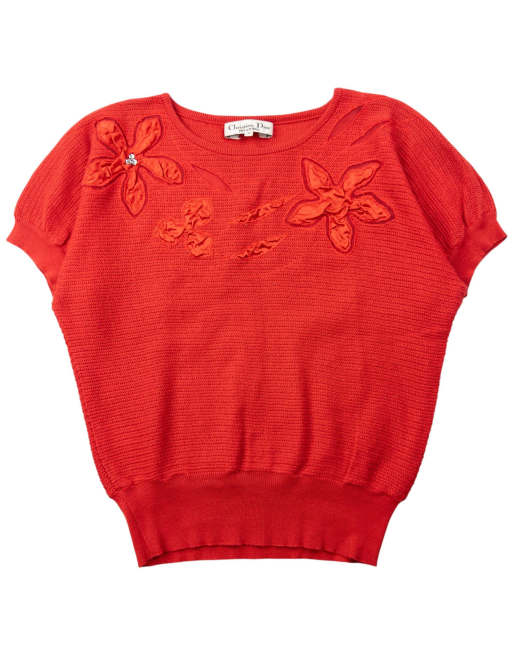 Vintage 90s Dior Floral Knit Top Size S