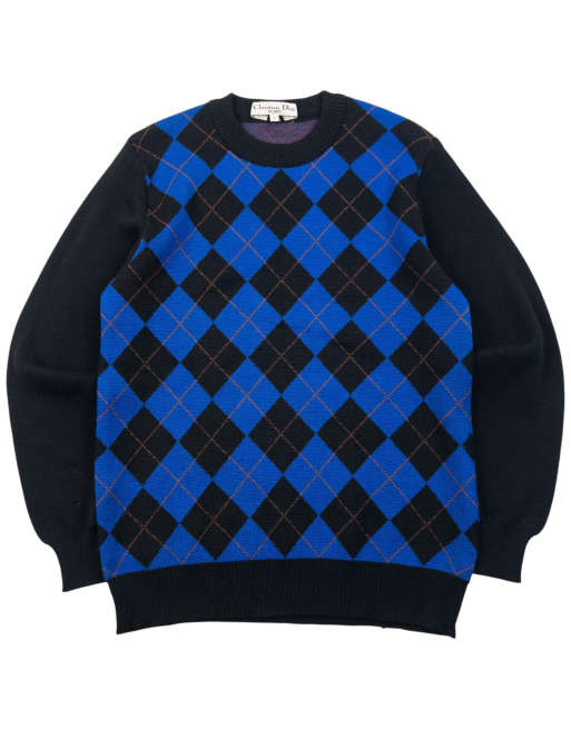 Vintage 90s Dior Sports Argyle Jumper Size S, 1 of 6