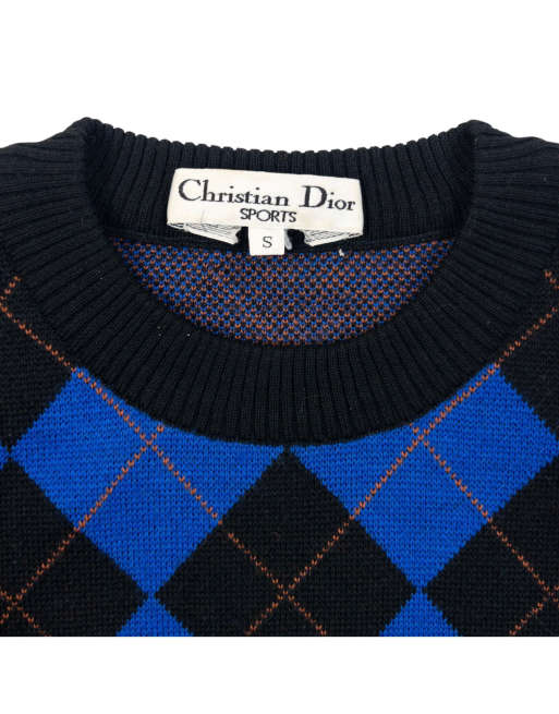 Vintage 90s Dior Sports Argyle Jumper Size S, 3 of 6