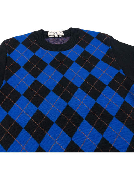 Vintage 90s Dior Sports Argyle Jumper Size S, 4 of 6