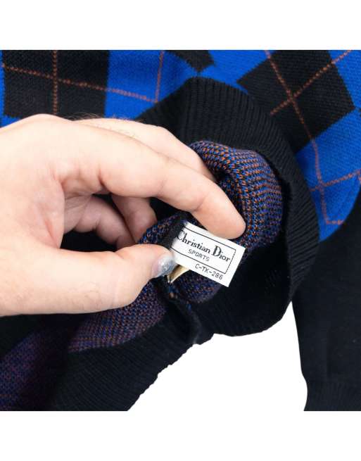 Vintage 90s Dior Sports Argyle Jumper Size S, 5 of 6