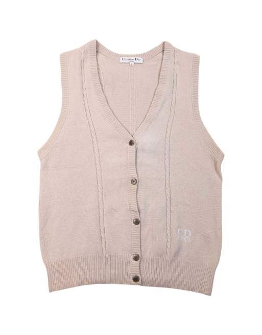 Vintage 90s Dior Sports Button Up Wool Sweater Vest Size M, 1 of 6
