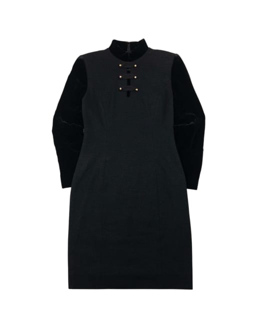 Vintage 90s Dior Velvet Long Sleeved Dress Size M