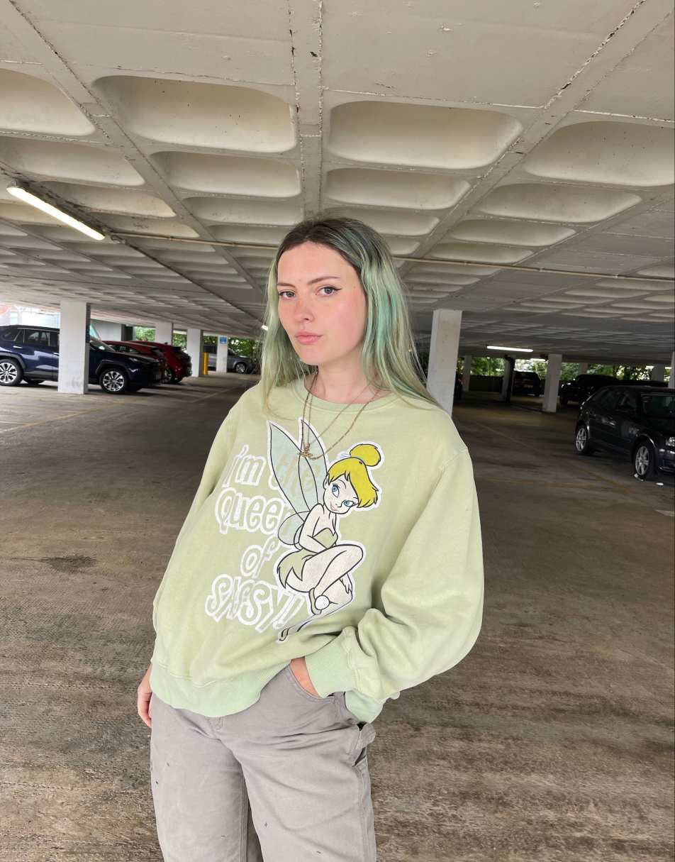 Vintage 90s Disney Size XXL Tinkerbell Sweatshirt in Green