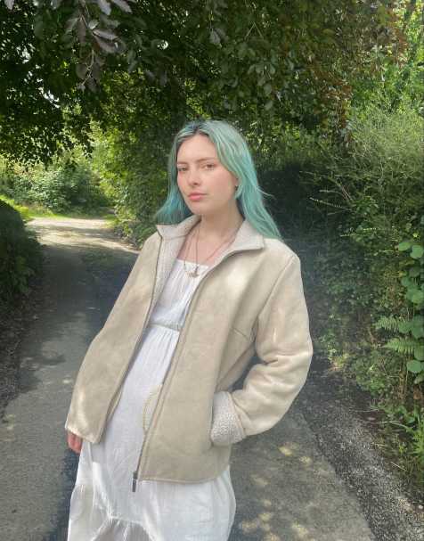 Vintage 90s Faux Suede Size L Fleece Lined Coat in Neutral - view 1