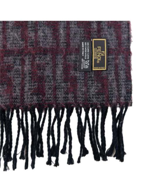 Vintage 90s Fendi Monogram Wool Tassel Scarf Size One Size, 2 of 3