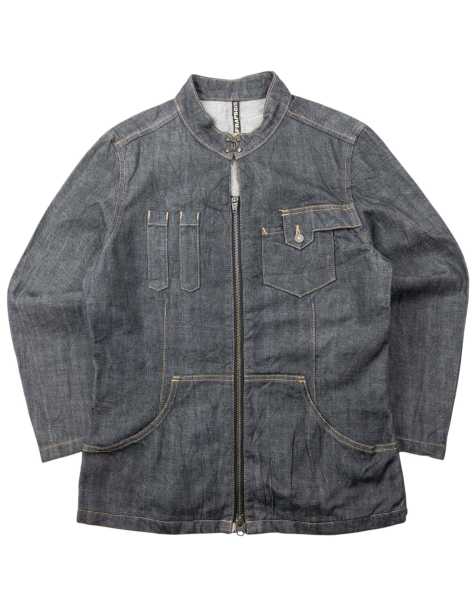 Vintage 90s Frapbois By Issey Miyake Zip Up Denim Jacket Size S in Grey - view 1
