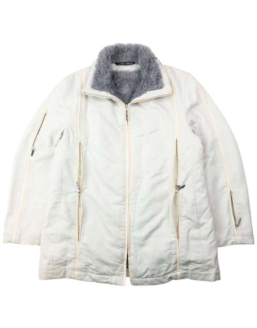 Vintage 90s Gaultier HOMME Objet Faux Fur Lined Multi-Pocket Jacket Size M in Grey