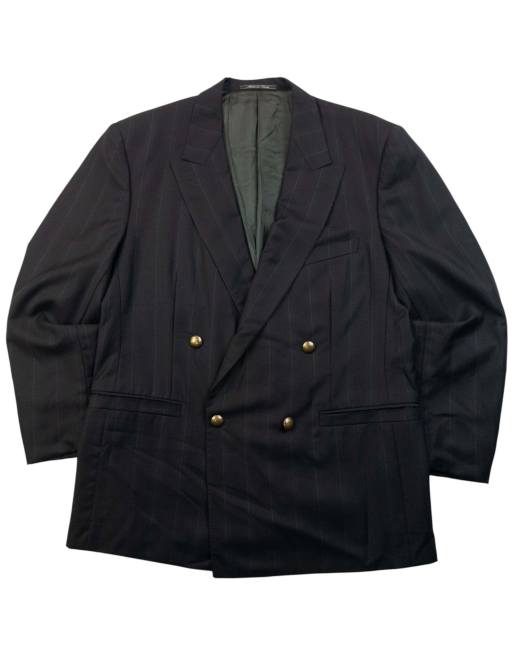 Vintage 90s Gianni Versace Couture Striped Blazer Jacket Size XL in Black, 1 of 4