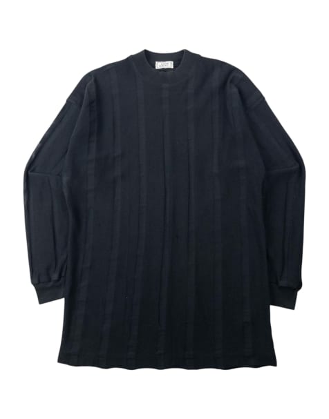 Vintage 90s Gianni Versace Striped Mesh Long Sleeve T Shirt Size M in Black - view 1