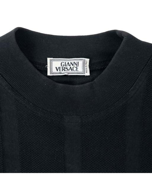 Vintage 90s Gianni Versace Striped Mesh Long Sleeve T Shirt Size M