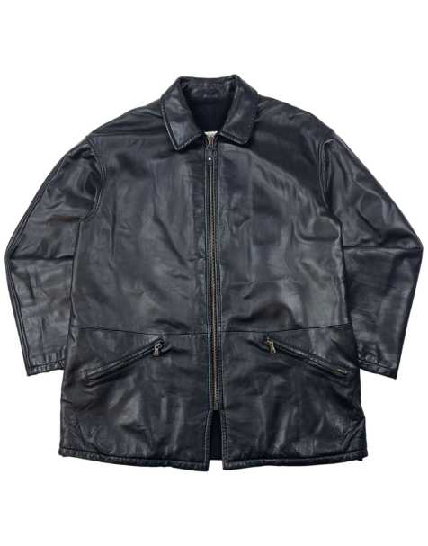 Vintage 90s Giorgio Armani Le Collezioni zip up leather jacket size l in black - view 1