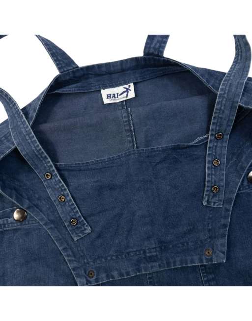 Vintage 90s Hai Sporting Gear By Issey Miyake Denim Pinafore Dress Size M, 5 of 7