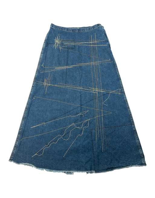 Vintage 90s Hysteric Glamour Embroidered Denim Skirt Size W27