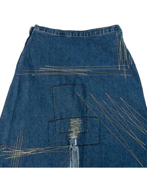 Vintage 90s Hysteric Glamour Embroidered Denim Skirt Size W27, 3 of 4