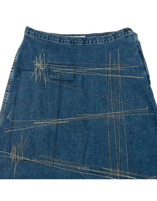 Vintage 90s Hysteric Glamour Embroidered Denim Skirt Size W27, 4 of 4