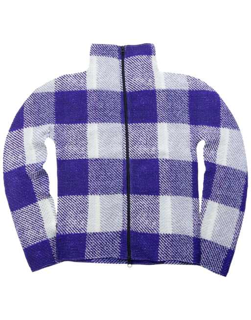 Vintage 90s Issey Miyake Checkered Zip Cardigan SAMPLE Size S