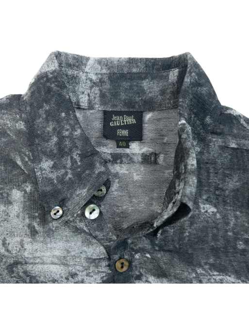 Vintage 90s Jean Paul Gaultier Femme Ruched Mesh Blouse Size S, 4 of 4