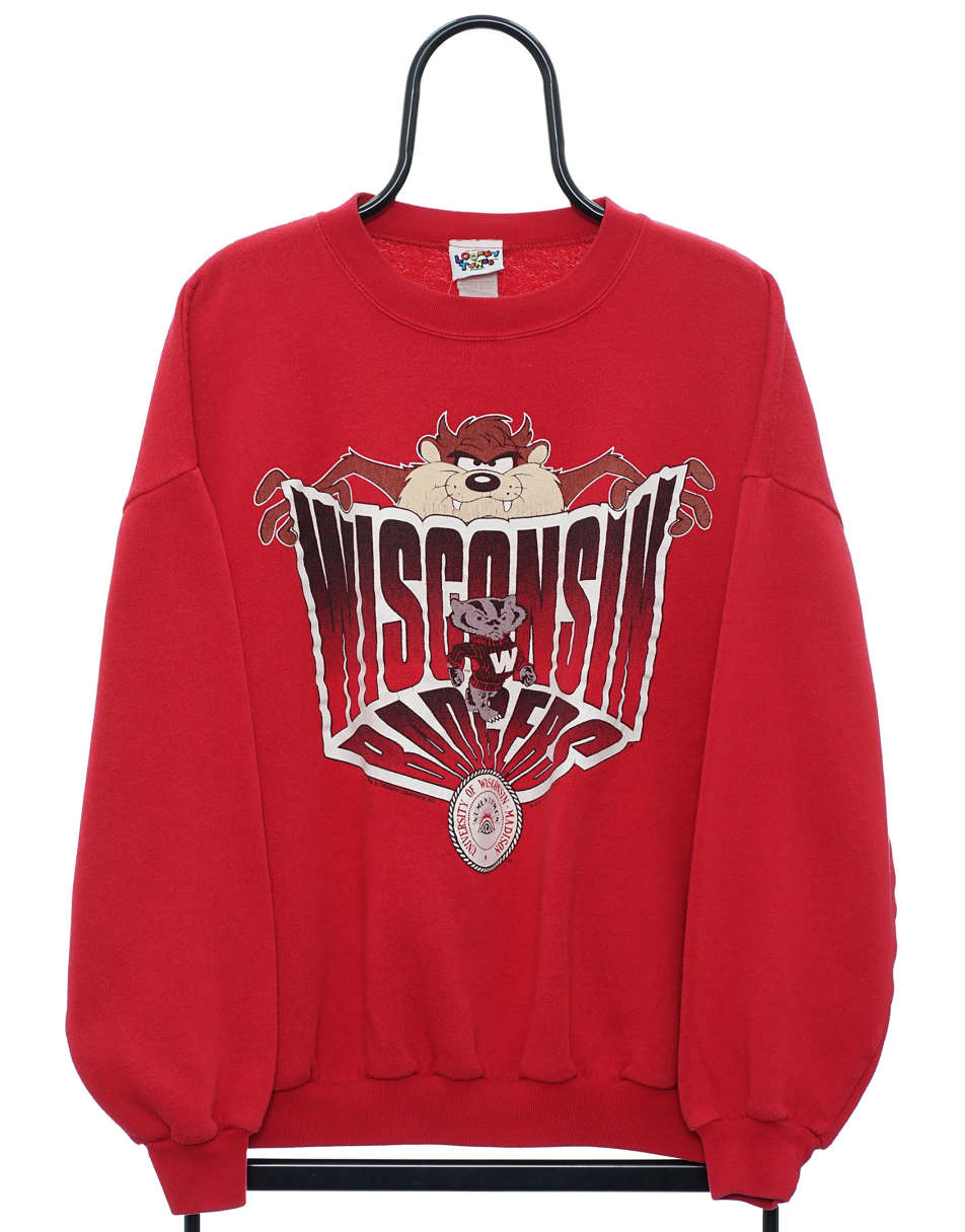 Vintage 90s Looney Tunes Size XL Sweat-shirt Wisconsin Badgers In Red