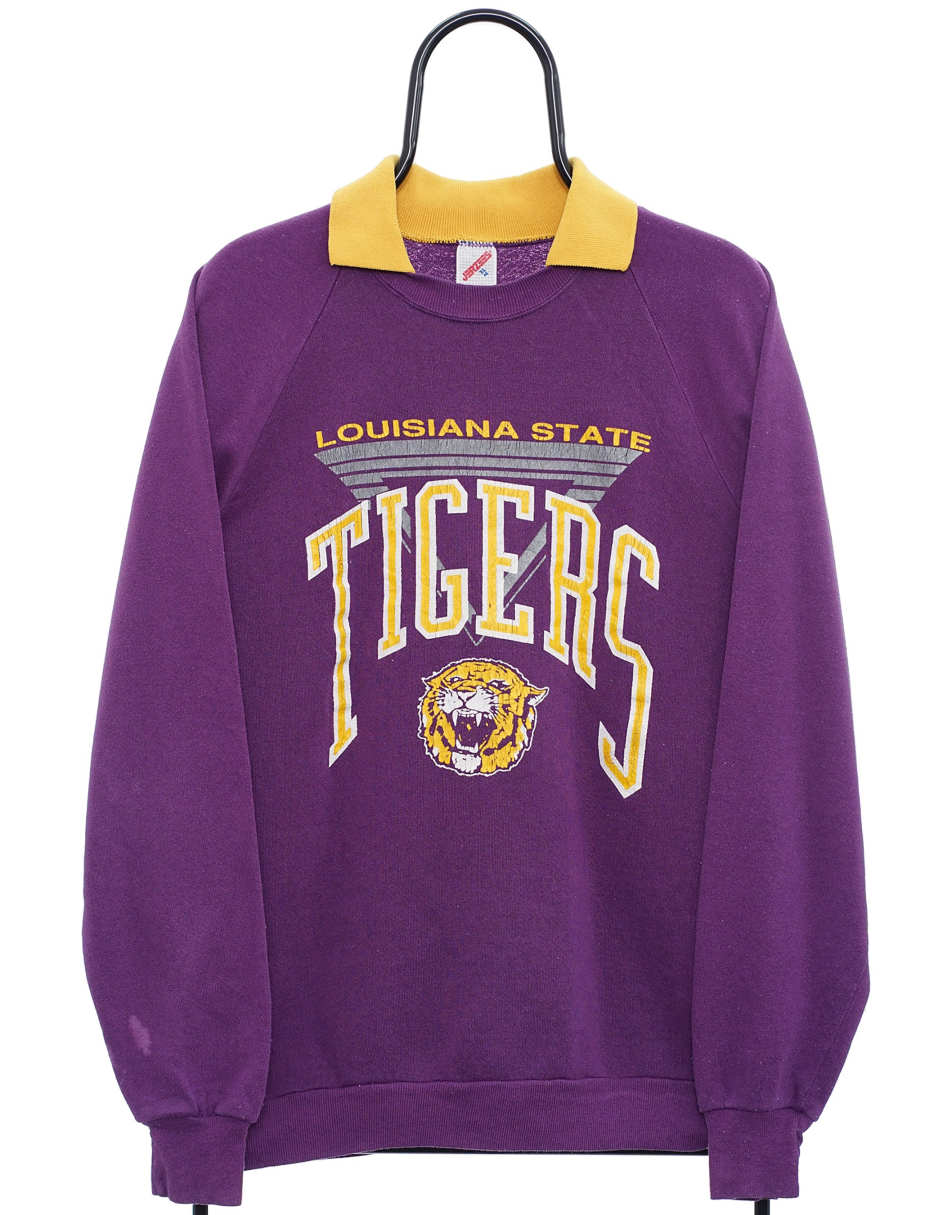 Vintage 90s LSU Tigers Size M Sweat-shirt Graphic In Purple