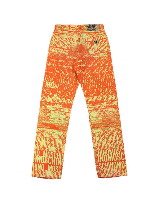 Vintage 90s Moschino Jeans Logo Text Print Trousers Size W29, 1 of 7
