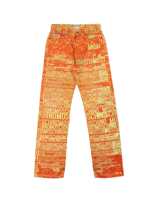 Vintage 90s Moschino Jeans Logo Text Print Trousers Size W29, 2 of 7