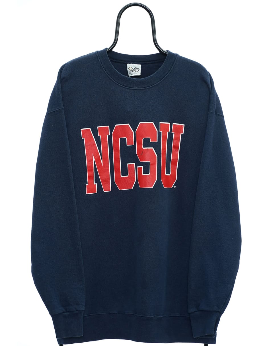 Vintage 90s NCSU Size XL Sweatshirt Graphic In Navy