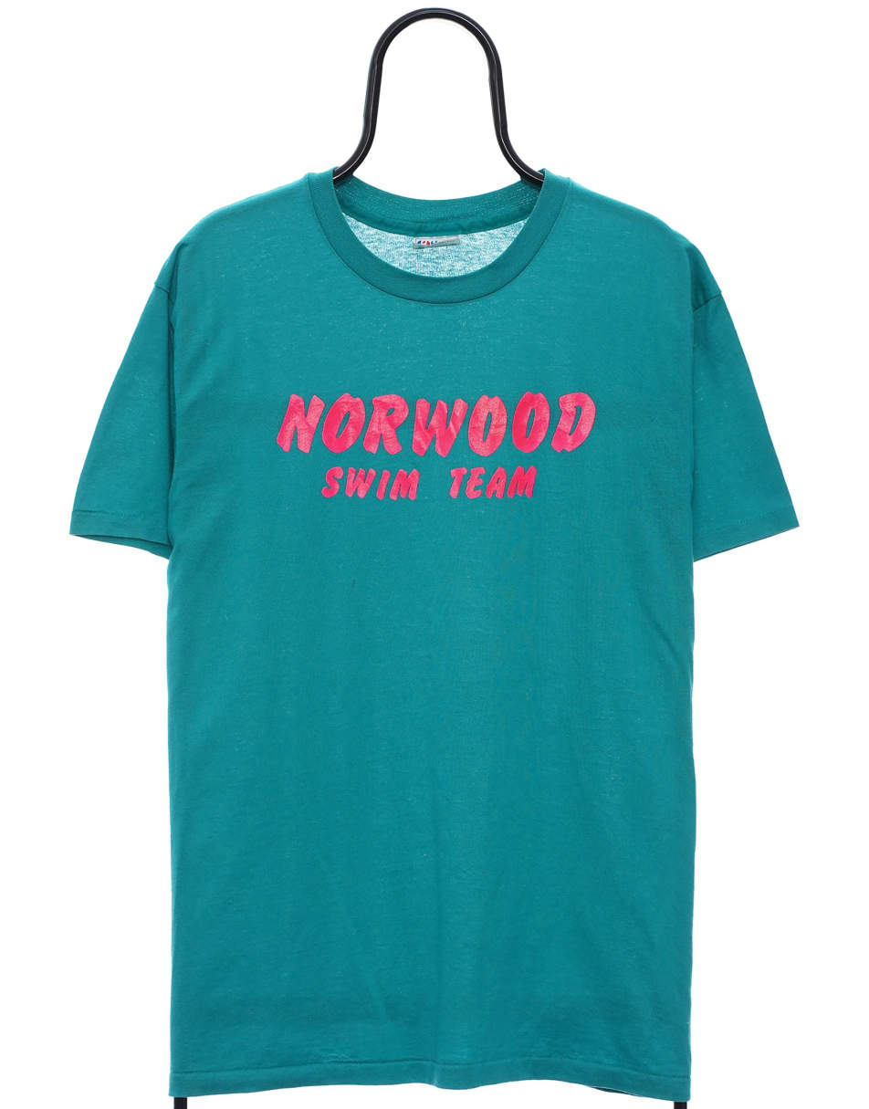 Vintage 90s Norwood Swim Size L t-shirt Single Stitch In Teal