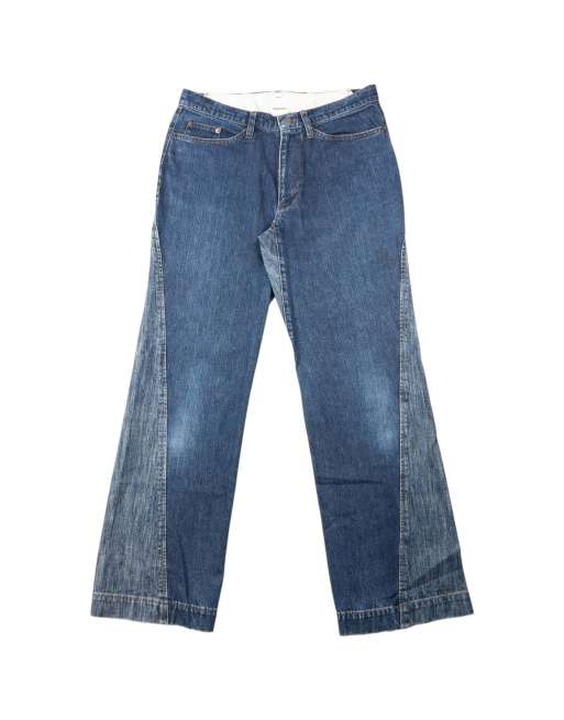 Vintage 90s Plantation By Issey Miyake Contrast Denim Jeans Size W29 in Blue