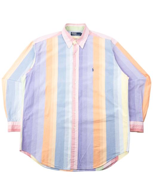 Vintage 90s Polo Ralph Lauren Striped Long Sleeve Button Up Shirt Size XL
