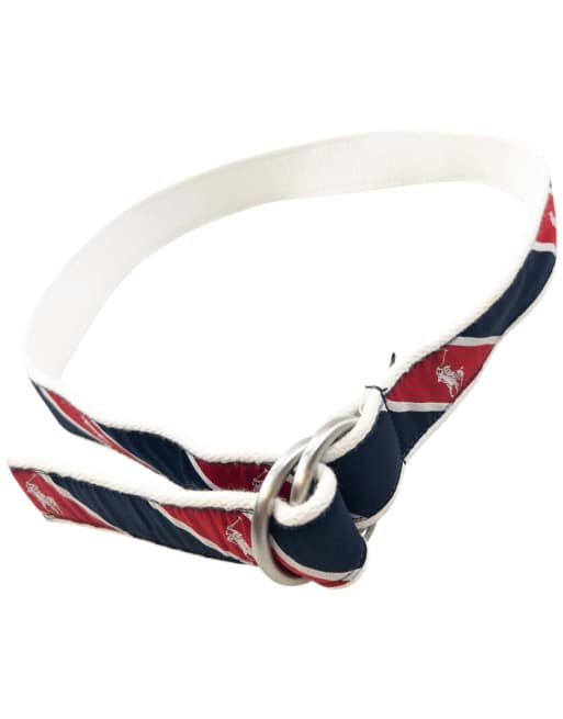 POLO RALPH LAUREN Vintage Classic Striped Belt Navy Blue Red Brown S Polo Ralph Lauren Reversible Leather Belt Black/Brown at  main image 3