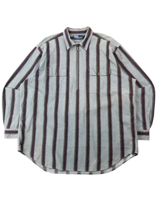 Vintage 90s Polo Ralph Lauren Striped Q Zip Shirt Size XXL