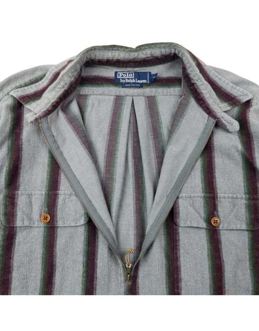 Vintage 90s Polo Ralph Lauren Striped Q Zip Shirt Size XXL | ASOS