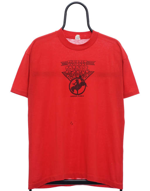 Vintage 90s rodeo size M single stitch tshirt in red