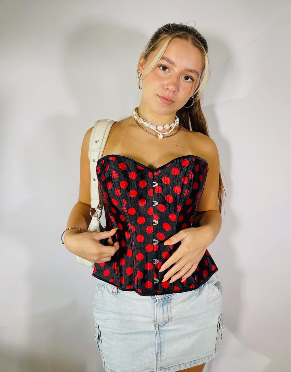 Vintage 90s satin Size L corset top in multi