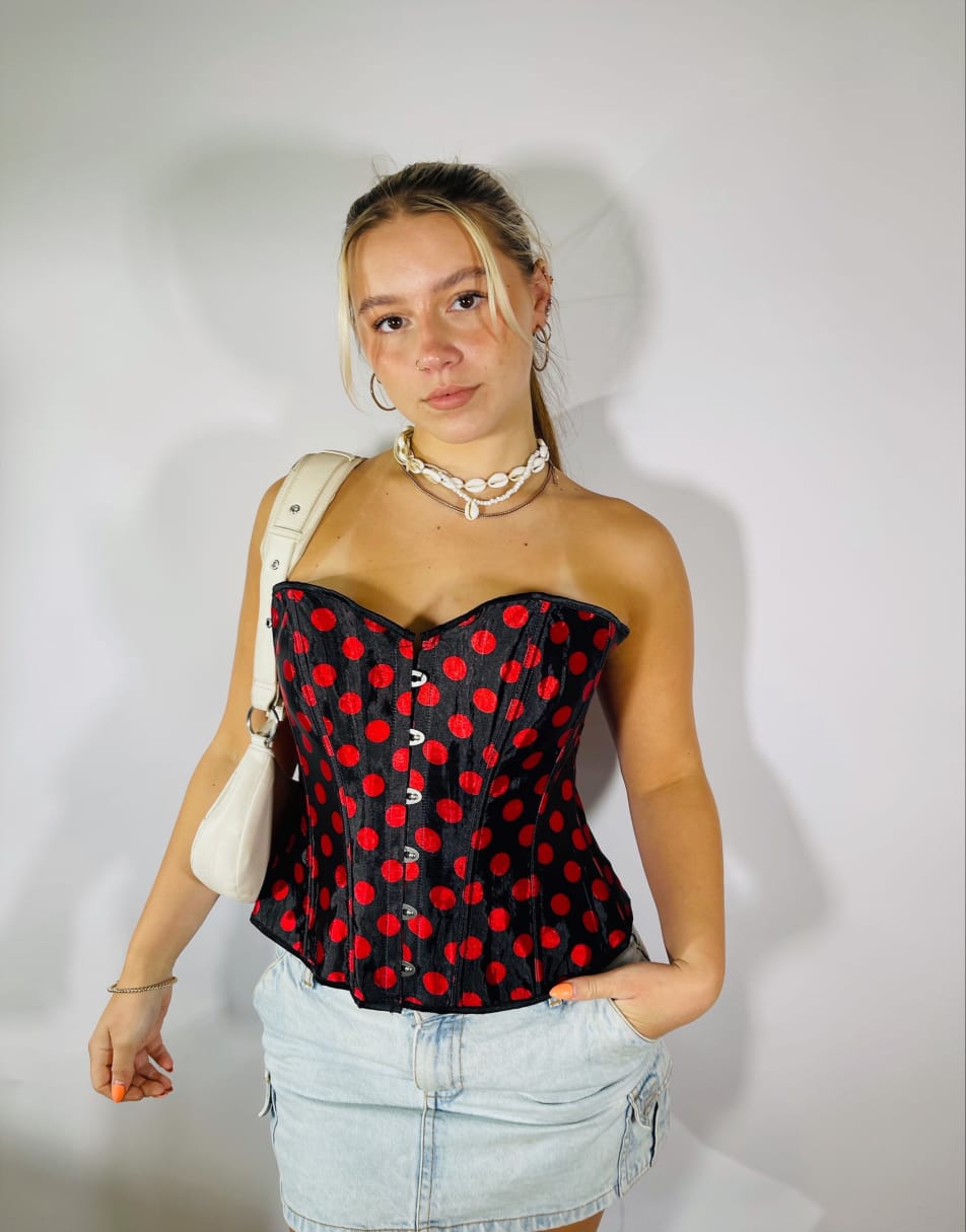 Vintage 90s satin Size L corset top in multi 2