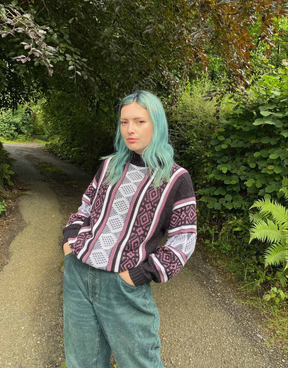 Vintage 90s Size L Chunky Knitted Jumper in Multi