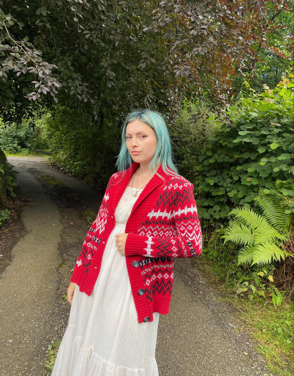 Vintage 90s Size M Chunky Knitted Cardigan in Multi