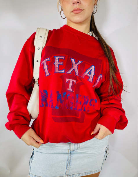 Vintage 90s Texas Rangers Size M Sweatshirt in Red - view 2