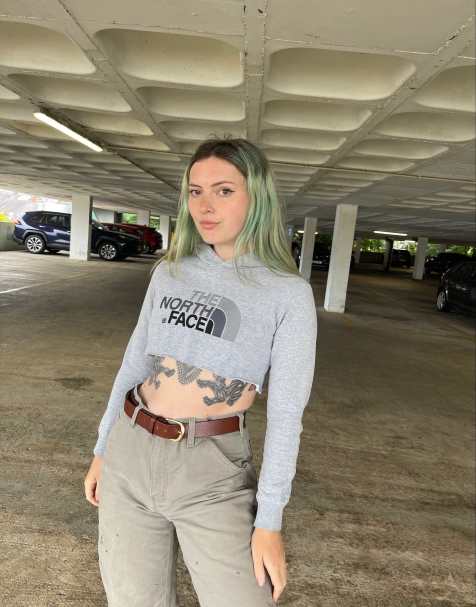 Vintage 90s The North Face Size XS Cropped Hoodie in Grey - view 1