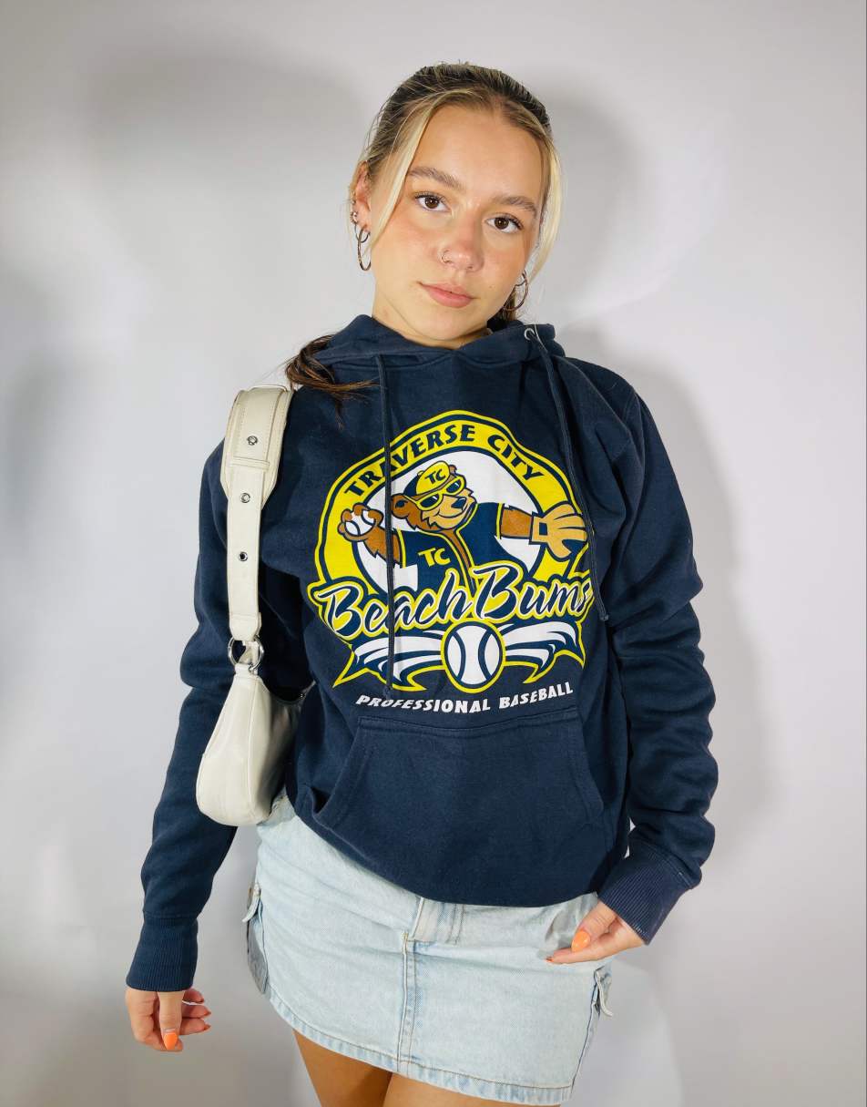 Vintage 90s USA Size S Baseball Hoodie in Navy