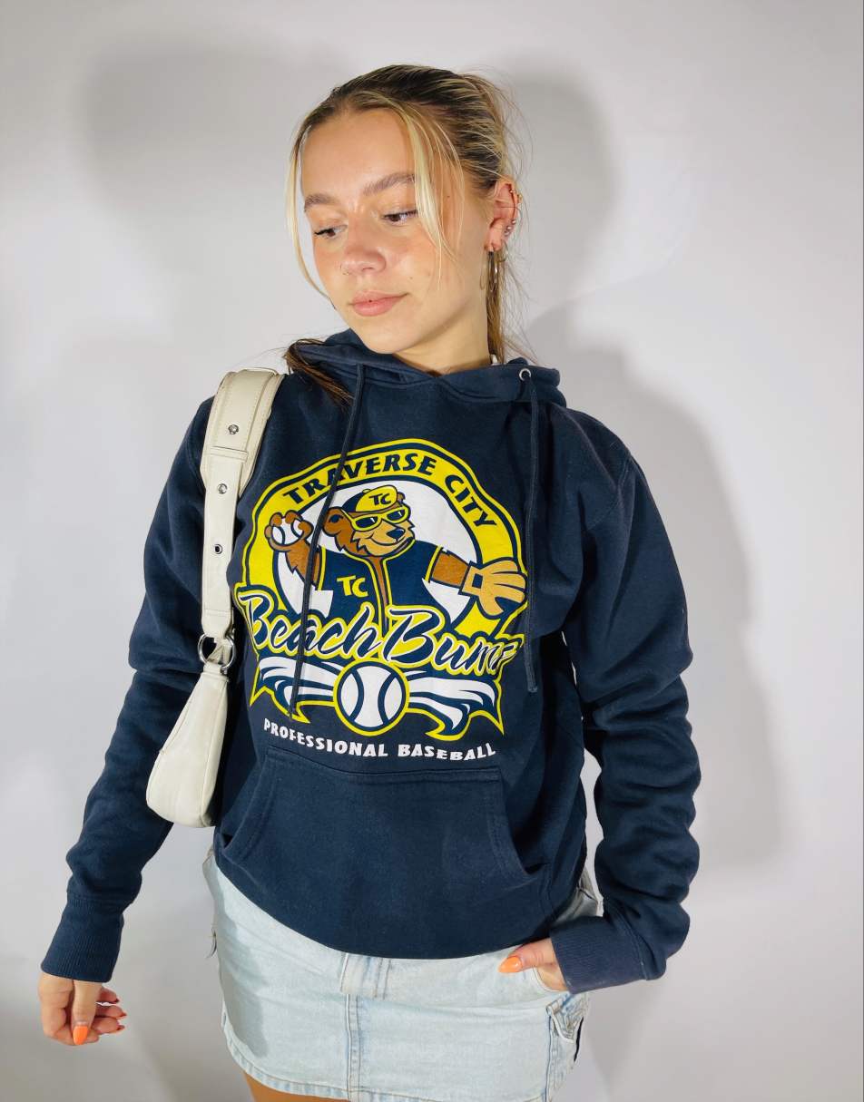 Vintage 90s USA Size S Baseball Hoodie in Navy 1